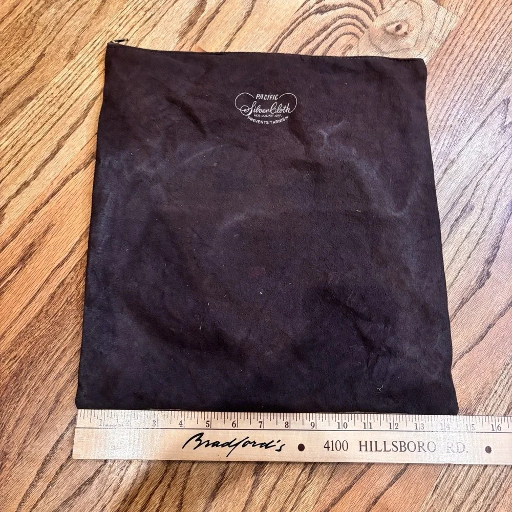 Vintage Pacific Silvercloth Tarnish Resistant Zipper Storage Bag Brown 15.5x14.5